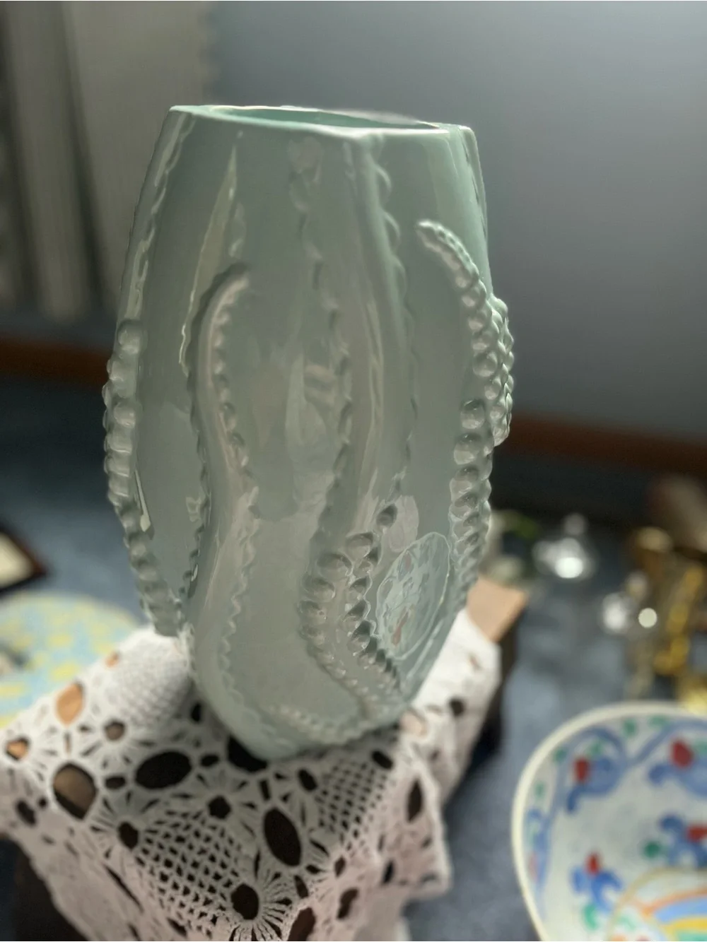 Seafoam Green Textured Ceramic Vase